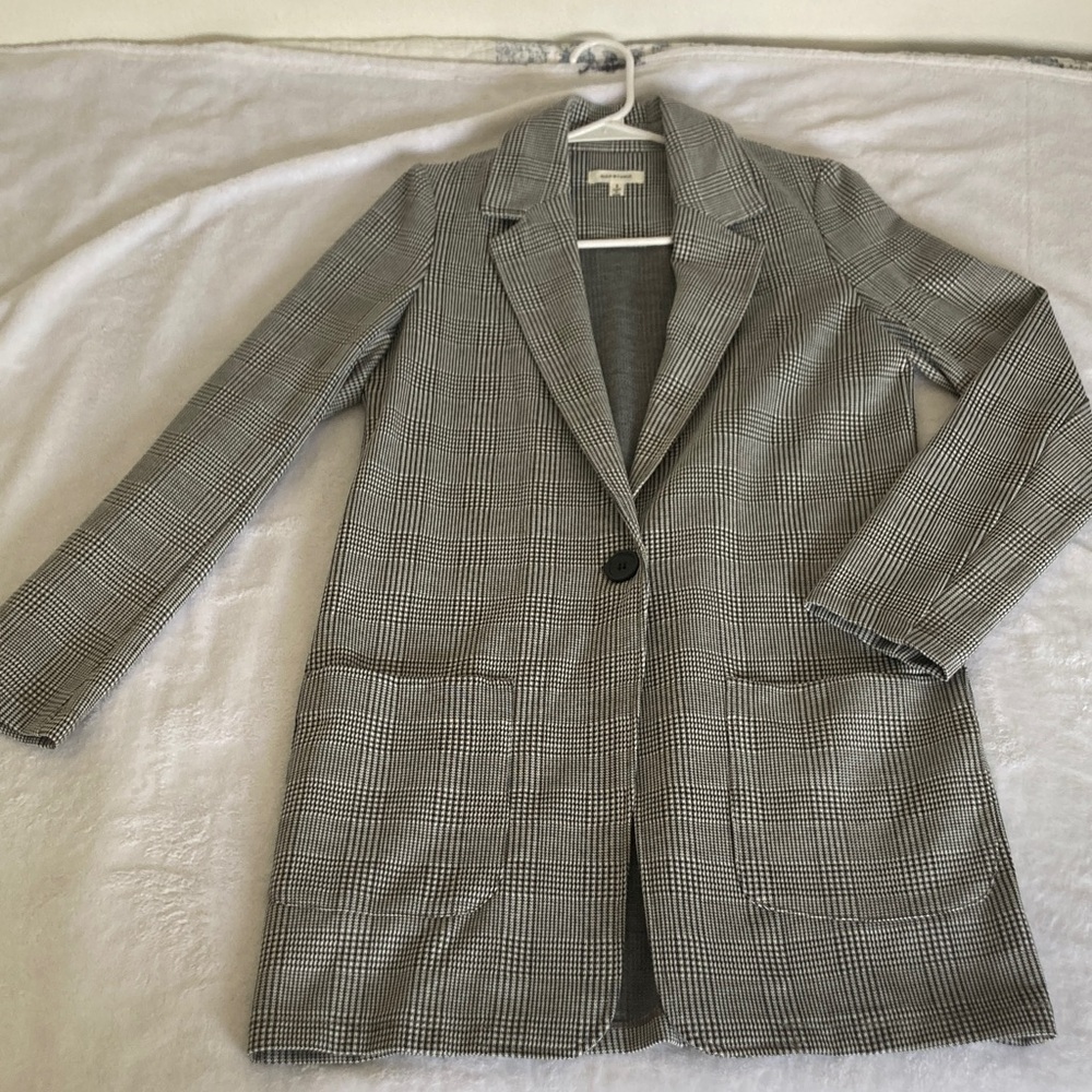 Black & White Plaid Blazer Coat